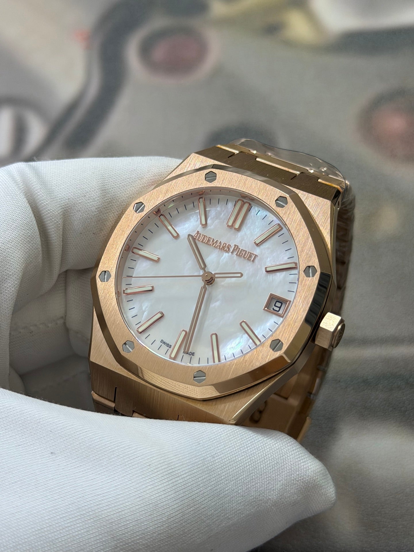 Audemars Piguet Royal Oak 18K Rose Gold Watch with Matching Bracelet