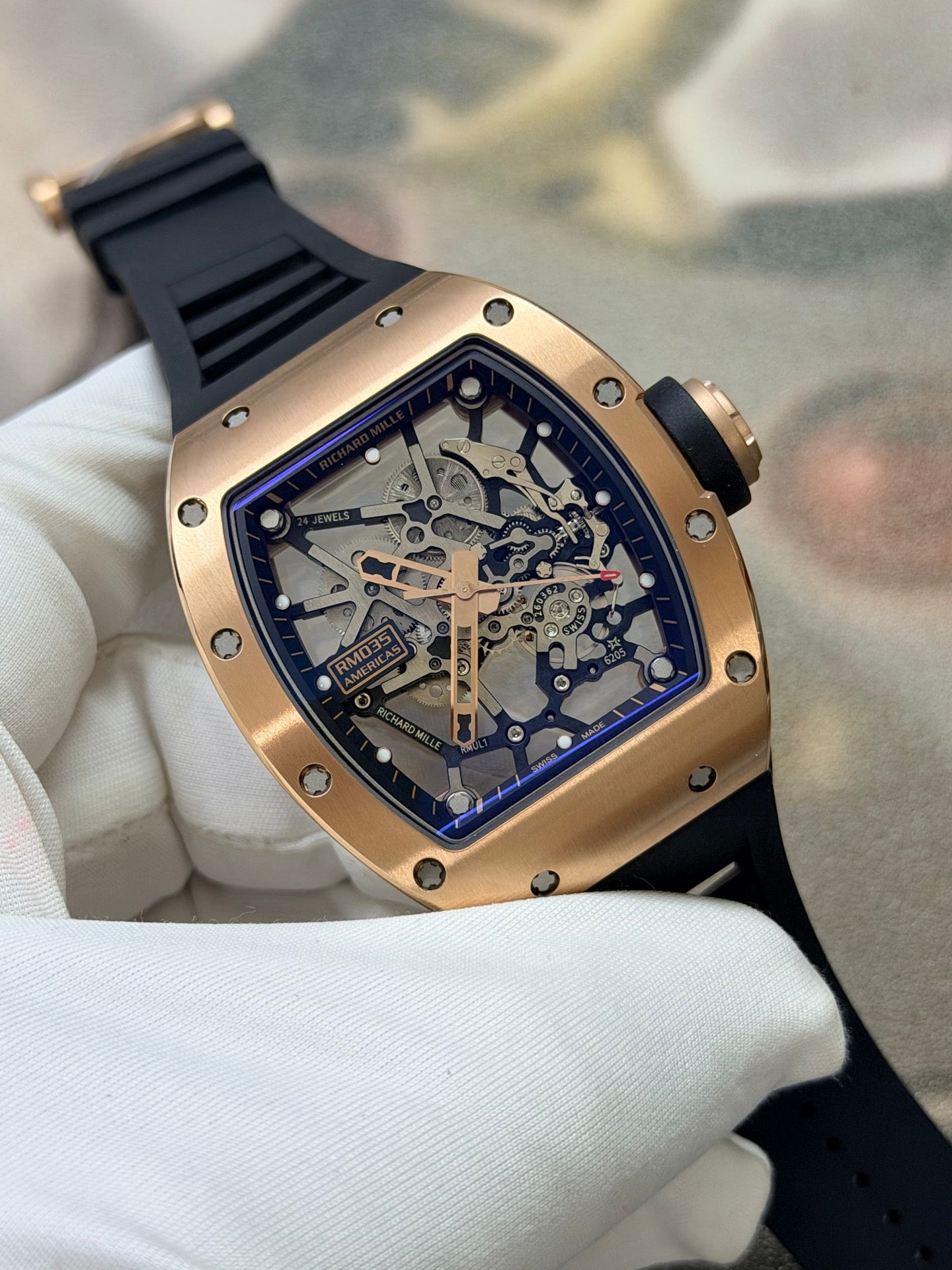 Richard Mille RM 035 Americas Rose Gold Skeleton Dial Luxury Watch