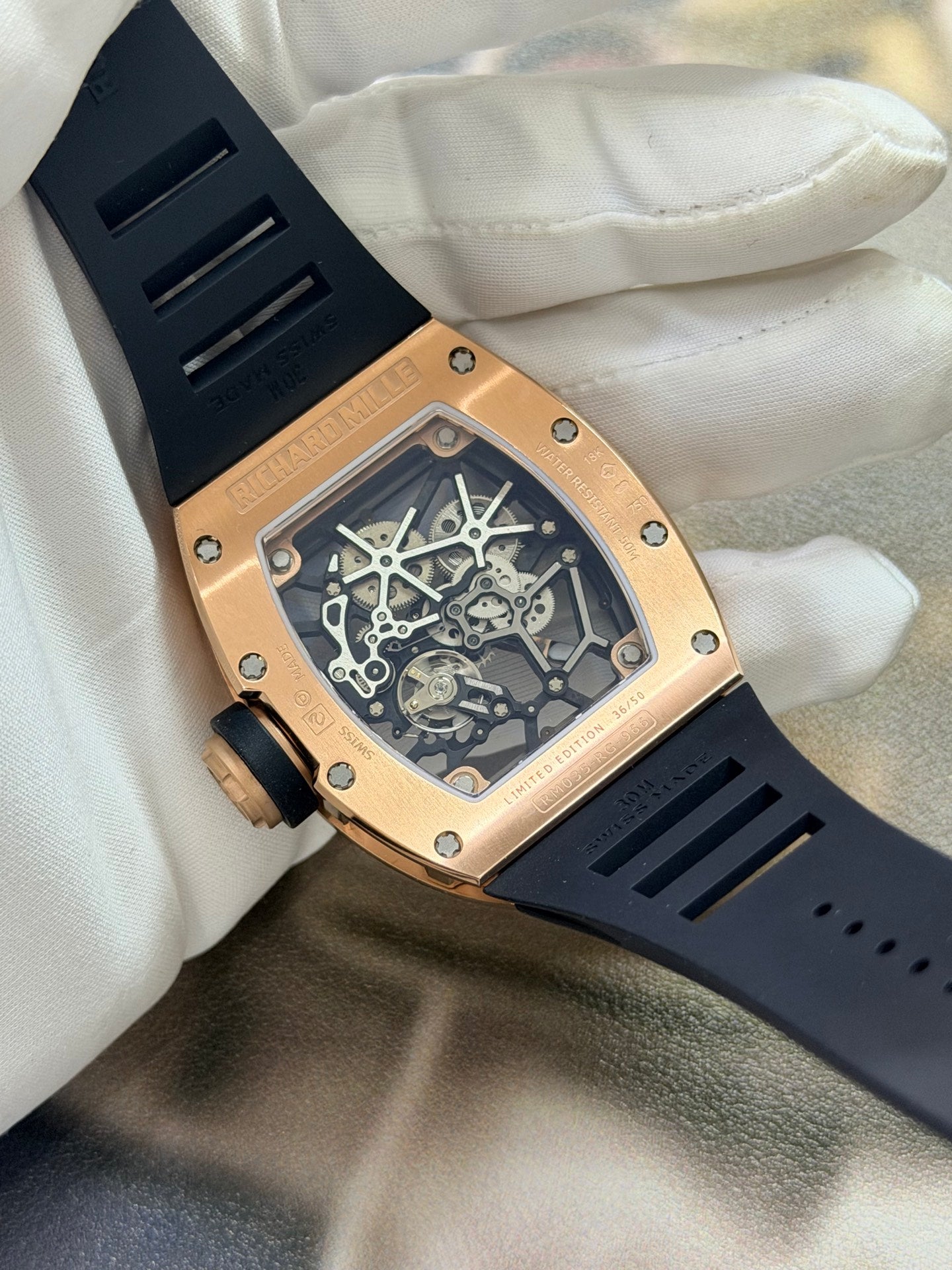 Richard Mille RM 035 Americas Rose Gold Skeleton Dial Luxury Watch