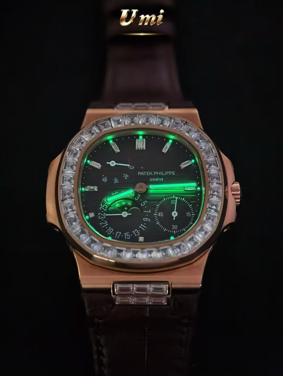 Patek Philippe Nautilus Ref. 5724R 18K Rose Gold with Baguette Diamond-Set Bezel