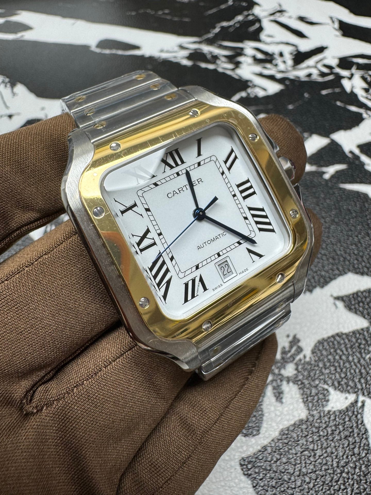 Cartier Santos de Cartier Large Model Two-Tone Stainless Steel & Yellow Gold Watch