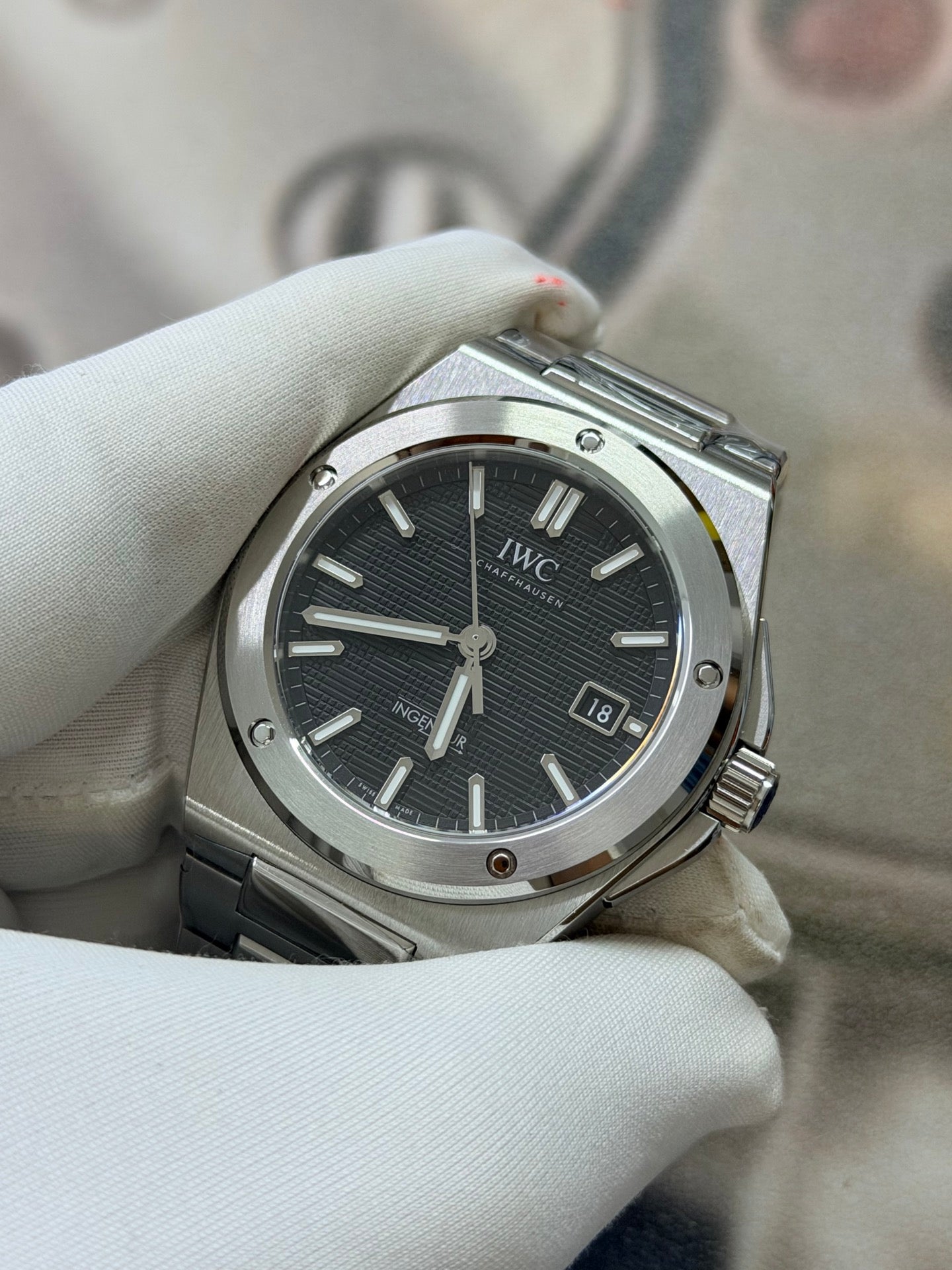IWC Ingenieur Automatic 40 Stainless Steel Watch with Textured Black Dial