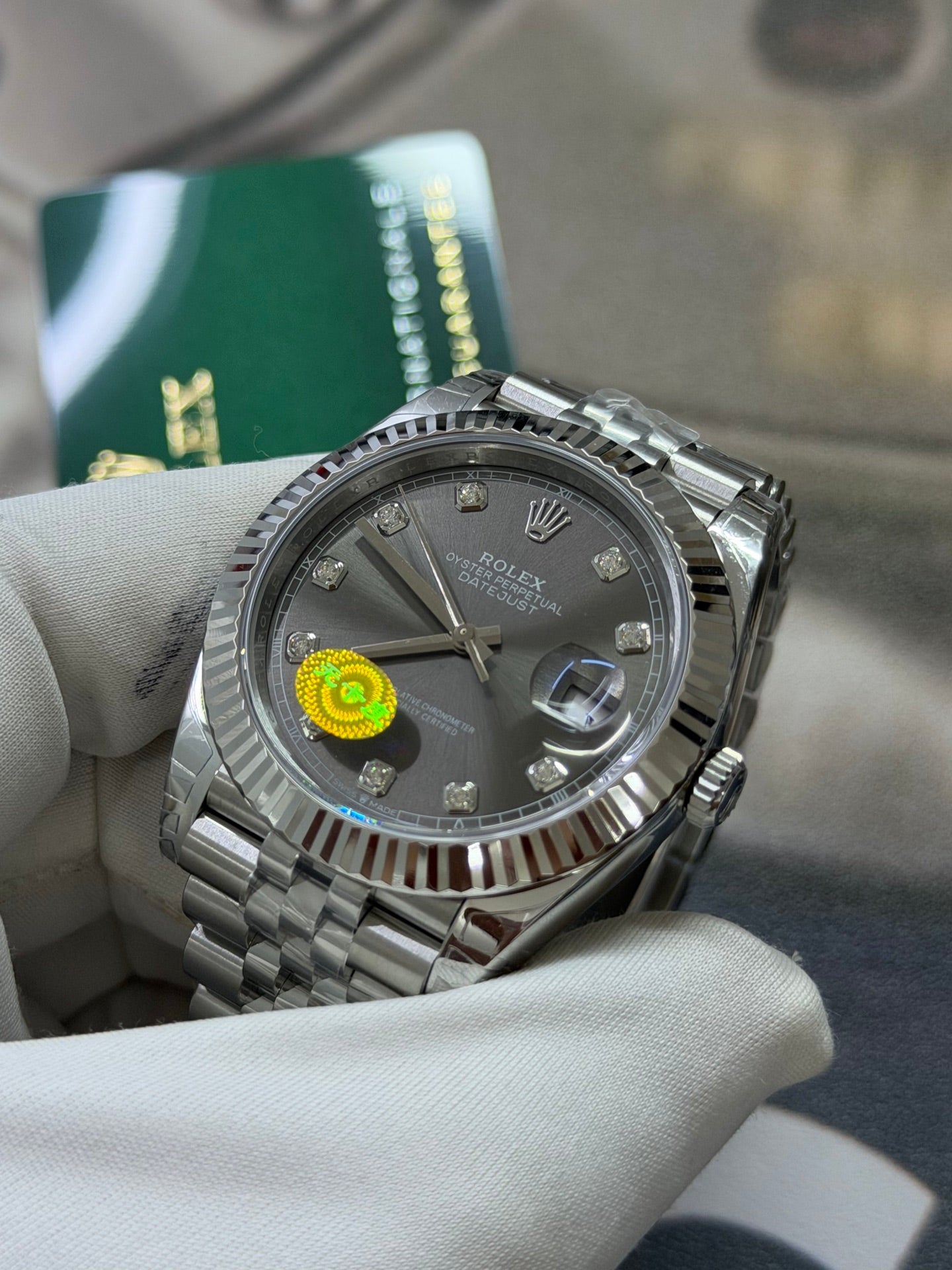Rolex Datejust Slate Dial Diamond Hour Markers with Fluted Bezel Luxury Watch