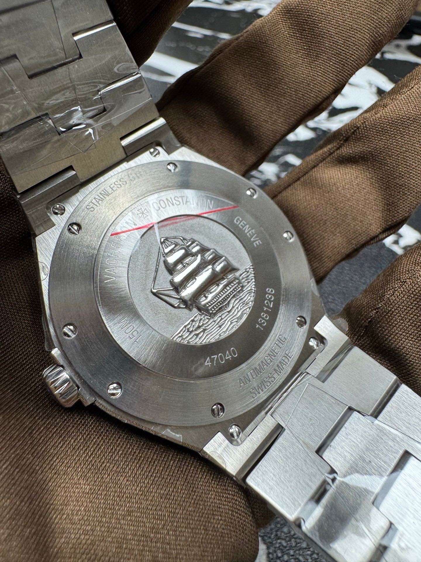 Vacheron Constantin Overseas Stainless Steel Watch with Black Guilloché Dial