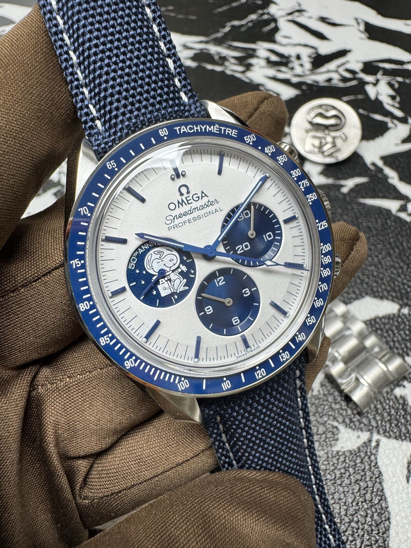Omega Speedmaster Silver Snoopy Award 50th Anniversary Stainless Steel Watch