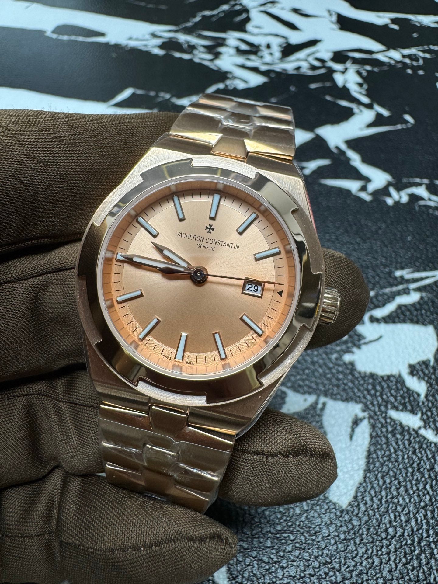 Vacheron Constantin Overseas Self-Winding 18K Pink Gold Watch with Golden-Lacquered Dial