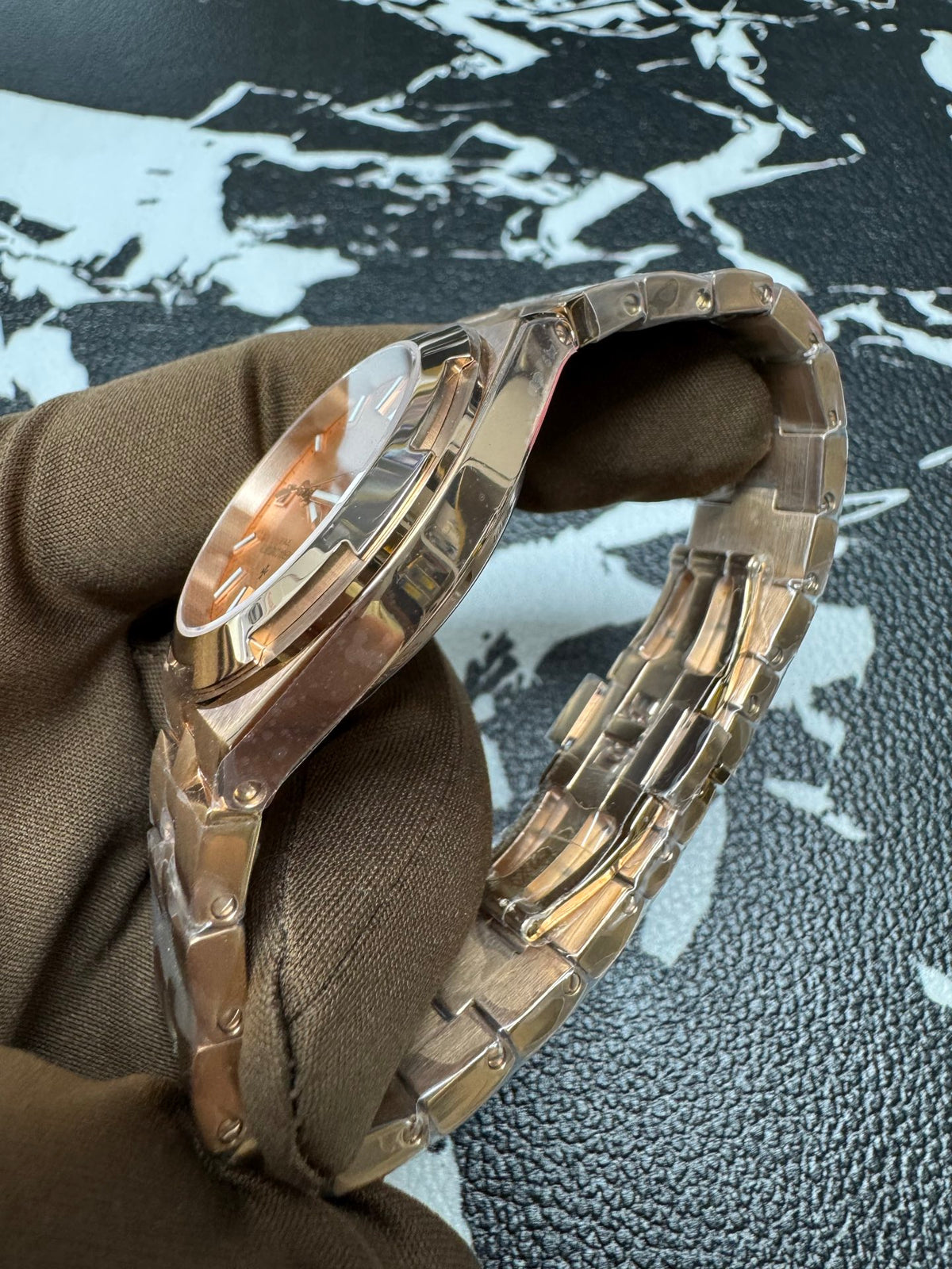 Vacheron Constantin Overseas Self-Winding 18K Pink Gold Watch with Golden-Lacquered Dial