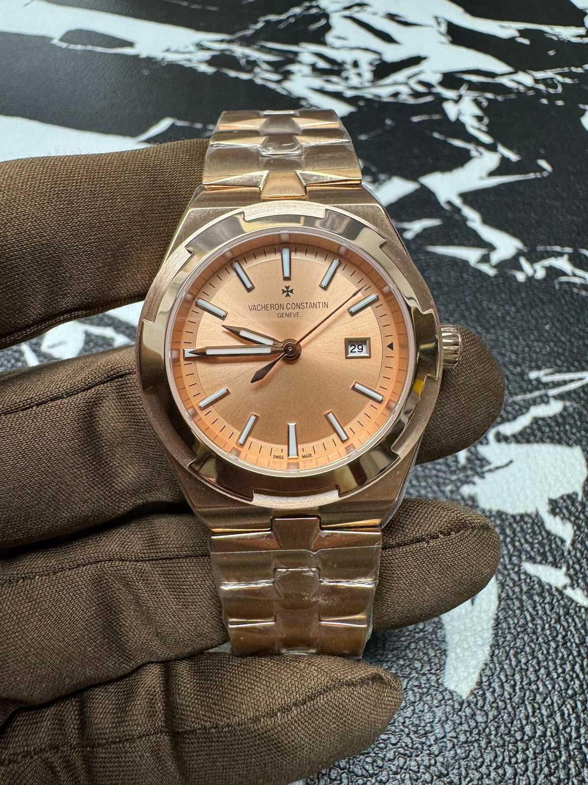 Vacheron Constantin Overseas Self-Winding 18K Pink Gold Watch with Golden-Lacquered Dial