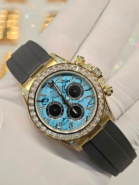 Rolex Cosmograph Daytona 126538TBR 18K Yellow Gold with Turquoise Dial & Diamond Bezel